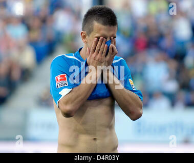 Hoffenheim? s Vedad Ibisevic während der Fußball-Bundesliga Spiel TSG 1899 Hoffenheim Vs VfL Bochum im Rhein-Neckar-Arena in Sinsheim, Deutschland, 12. September 2009. Foto: Ronald Wittek Stockfoto