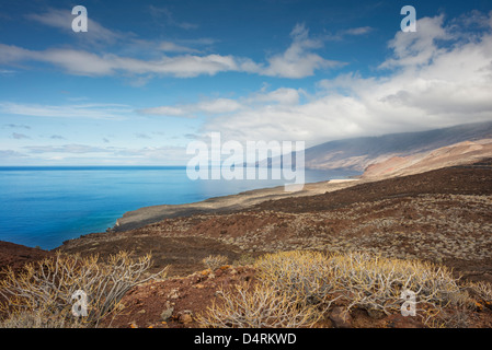 Blick vom Montana Puerto de Naos, Blick Westards, Tacoron und El Julan, im Süden von El Hierro, Kanarische Inseln Stockfoto