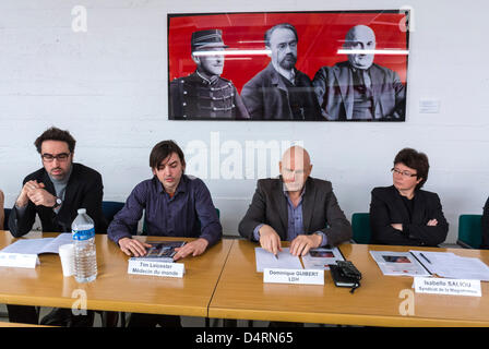 Paris, Frankreich. Panel, Sprecher, 'Medecine du Monde', (französische Ärzte) 'Human Rights League', NGO's, Konferenz über die Prostitution in Chi-nese und die Opposition gegen das aktuelle Passive Soliciting Law in Paris. J. Pignon, Tim Leister', D. Guinert Sprecherpanel Stockfoto