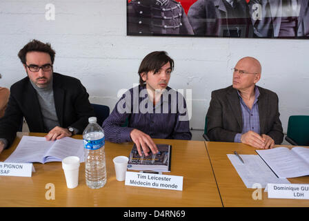 Paris, Frankreich.Panel of Speakers, 'Medecine du Monde', (Französisch Ärzte) 'Human Rights League', NGO's, Konferenz über Chi-nese Prostitution und die Opposition gegen das aktuelle Passive Soliciting Law in Paris-. J. Pignon, Tim Leister, D. Guinert Stockfoto