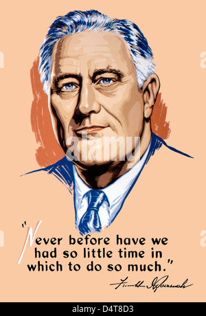 Vintage Weltkrieg Kunstwerk von Präsident Franklin Delano Roosevelt Stockfoto