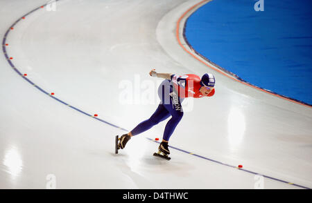Niederländische Eisschnellläuferin abgebildet Ireen Wuest im 3000 m-Rennen bei der Eisschnelllauf-WM in Berlin, Deutschland, 6. November 2009. Foto: Hendrik Schmidt Stockfoto