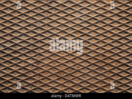 Verrostete Metallplatte detaillierte Grunge Hintergrundtextur mit Rautenmuster Stockfoto