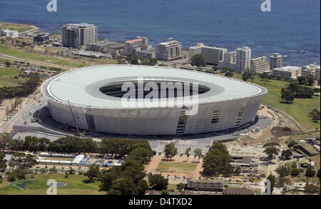 Das Greenpoint Stadion in Kapstadt, Deutschland, 2. Dezember 2009 abgebildet. Das Stadion wird fünf Vorrundenspiele und ein Halbfinale der FIFA-WM 2010 in Südafrika ein letzten 16 Spiel hosten. Foto: Bernd Weissbrod Stockfoto