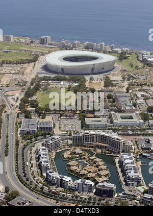 Das Greenpoint Stadion in Kapstadt, Deutschland, 2. Dezember 2009 abgebildet. Das Stadion wird fünf Vorrundenspiele und ein Halbfinale der FIFA-WM 2010 in Südafrika ein letzten 16 Spiel hosten. Foto: Bernd Weissbrod Stockfoto