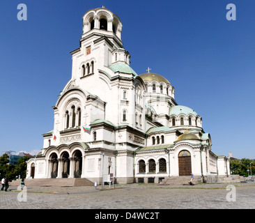 Sofia. Bulgarien. Die Aleksander Newski Gedächtniskirche geschmückt mit gold beladene Kuppeln und die berühmteste Sehenswürdigkeit in Sofia. Stockfoto