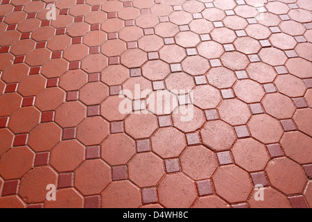 Rote Farbe Fußweg Betonblock Stockfoto