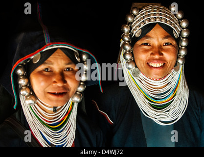 Frauen aus Akha hill Tribe, Kyaing Tong Shan-Staat, Birma (Myanmar) Stockfoto