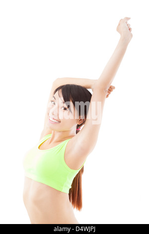 glückliche junge Frau Stretch Übung Stockfoto