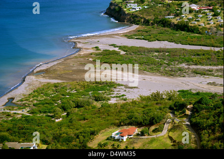 Die Verwüstung von Plymouth und den umliegenden Städten, verursacht durch den Vulkan auf der Insel Montserrat in der Karibik Stockfoto