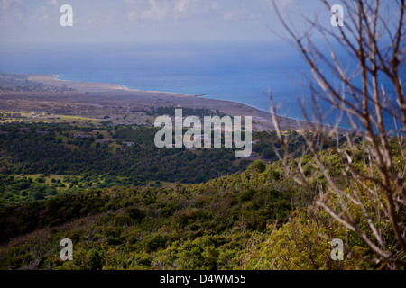 Die Verwüstung von Plymouth und den umliegenden Städten, verursacht durch den Vulkan auf der Insel Montserrat in der Karibik Stockfoto