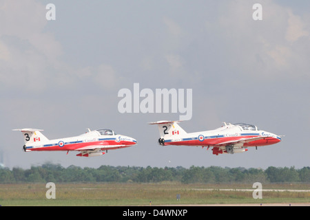 Die Snowbirds 432 Air Demonstration Squadron der Royal Canadian Air Force während der Flügel über Houston 2007 Airshow. Stockfoto