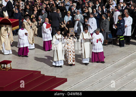 Vatikan, Italien. 19. März 2013. Papst Francis ich Einweihung Masse Roma, Italien. Stockfoto