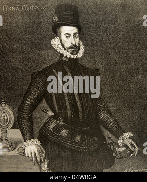 Hernan Cortes (1488-1547). Spanische Eroberer von Mexiko. Gravur. Stockfoto