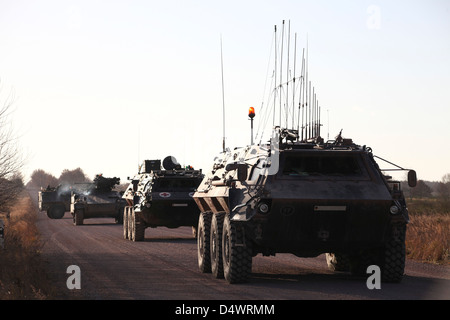 Ein Konvoi von deutschen Armee TPz Fuchs gepanzerte Mannschaftswagen. Stockfoto