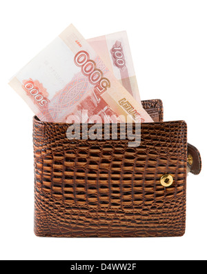 Die braune Handtasche wird auf der Nahaufnahme fotografiert. Stockfoto