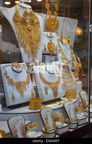 Anzeige der Gold Souk, Dubai, Vereinigte Arabische Emirate Stockfoto