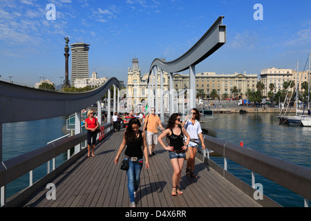 Rambla del Mar, Port Vell, Barcelona, Spanien Stockfoto