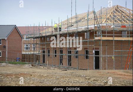 Bau von traditionellen zweistöckigen, Backstein Gehäuse in Sheffield, UK Stockfoto