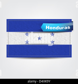 Stoff Textur der Flagge von Honduras mit einer blauen Schleife. Stockfoto