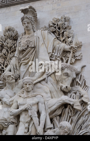 Detail des Arc de Triumph, Paris, Frankreich Stockfoto