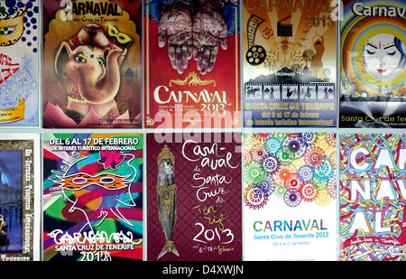 Plakate für Karneval 2013 in Santa Cruz De Tenerife, Kanarische Inseln Stockfoto