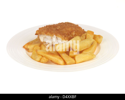 Platte der Traditionellen englischen Fish und Chips Stockfoto