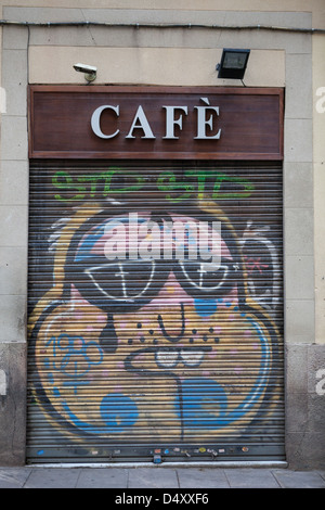 Barcelona Café Graffiti. Barcelona, Spanien. Stockfoto