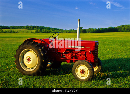 1955 International B 250 antiken roten Traktor nahe in Cattaraugus County, New York, USA, FS 15,73 MB, Oldtimer Traktoren restauriert Stockfoto