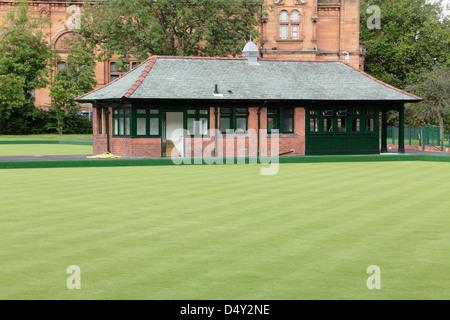 Kelvingrove Lawn Bowls Center Pavilion, Glasgow, Schottland, Großbritannien Stockfoto