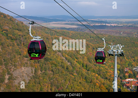 Seilbahn von Thale auf dem Hexentanzplatz / Witches' Dance Floor in der Harzer Berge, Thale, Sachsen-Anhalt, Deutschland Stockfoto