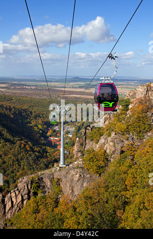 Seilbahn von Thale auf dem Hexentanzplatz / Witches' Dance Floor in der Harzer Berge, Thale, Sachsen-Anhalt, Deutschland Stockfoto