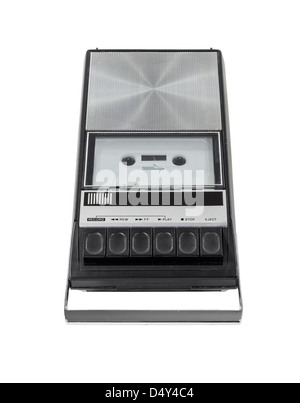 Vintage Tape-Player Kassettenrecorder mit Beschneidungspfad isoliert. Stockfoto