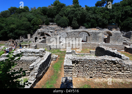 Der Roman Colony Gebäude, antike Ruinen, Butrint, UNESCO-Weltkulturerbe, Butrint National Park Saranda District Albanien Stockfoto