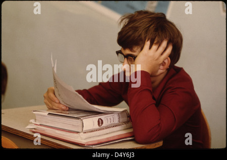 Studierende an der Kathedrale Senior High School in New Ulm, Minnesota... Stockfoto