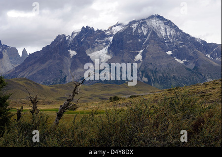 Blick von Süden Torres del Paine-Massivs. Stockfoto