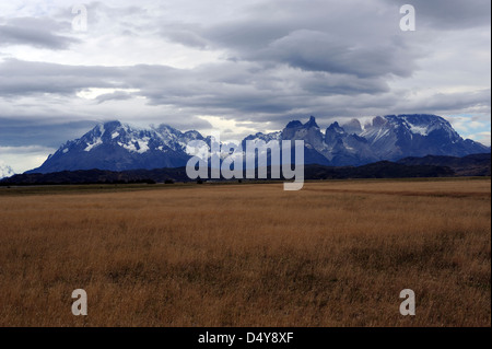 Blick von Süden Torres del Paine-Massivs. Stockfoto