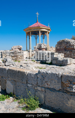 Baptisterium der VI-X Jahrhunderte in Ruinen von Chersones, Sewastopol, die Krim, Ukraine Stockfoto