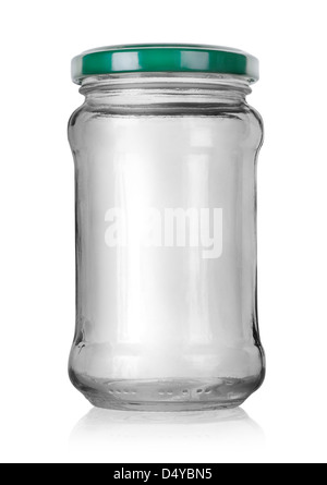 Glas mit Deckel isoliert auf weißem Hintergrund Stockfoto