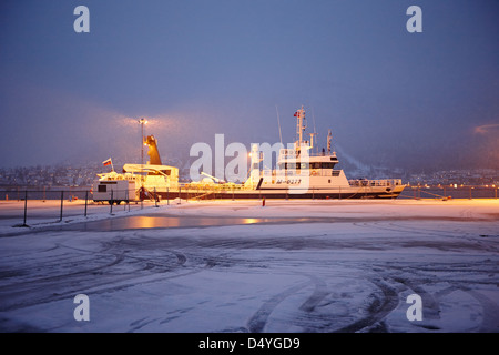 Russische pelagischen Trawler Fischerboot, die Alferas aus Murmansk in Tromso gefesselt Hafen Troms-Norwegen-Europa Stockfoto