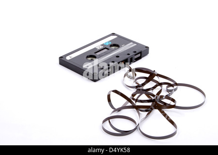 Kassette Klebeband entwirren. Stockfoto