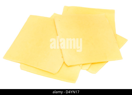 Käsescheiben, isoliert auf weiss Stockfoto