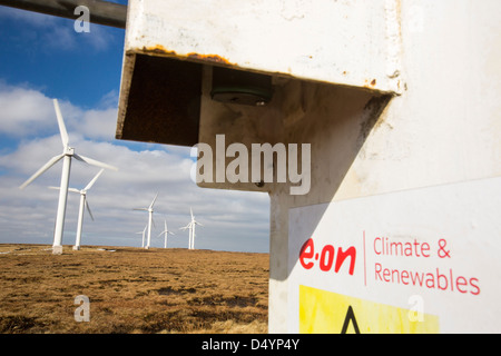 Ovenden moor Windpark oberhalb Keighley, eines der ältesten Windparks in Großbritannien. Stockfoto