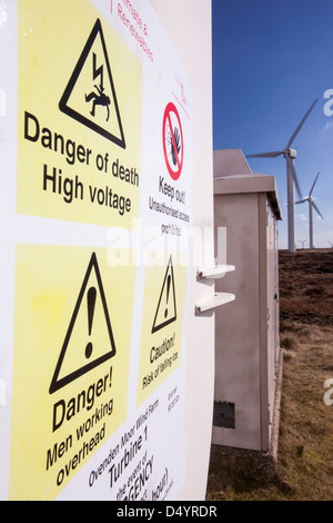 Ovenden moor Windpark, eines der ältesten im Vereinigten Königreich auf Mauren über Keighley, Yorkshire, Großbritannien. Stockfoto