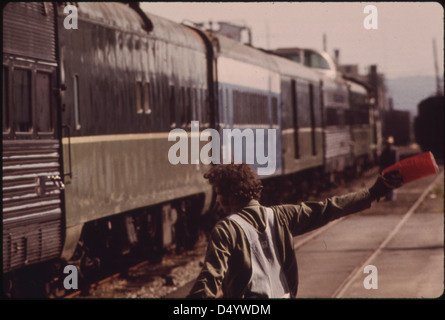 Der Mount Rainier Passagier Zug gerichtet auf dem Weg von Seattle, Washington, Portland, Oregon, Juni 1974 Stockfoto