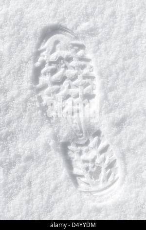 Fußabdruck Textur in weichem Neuschnee Stockfoto