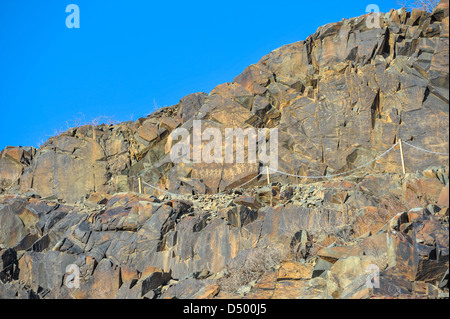 Petroglyphen auf dem Stein in Tamgaly, Kasachstan Stockfoto