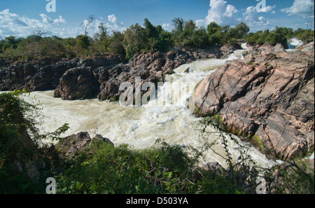 Die Li Phi Wasserfälle im Mekong auf Don Khone Island, Laos Stockfoto
