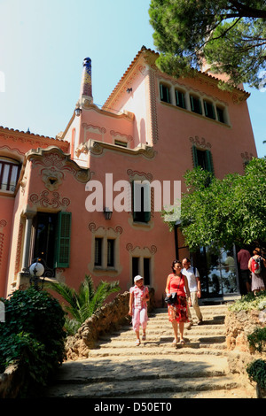 Casa-Museu Gaudi im Parc Güell, Barcelona, Spanien Stockfoto