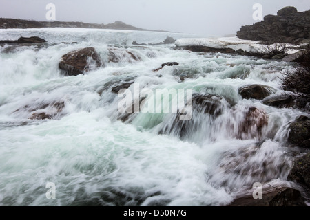 Die schnell kalte Fluss. Tauenden Gletscher Stockfoto